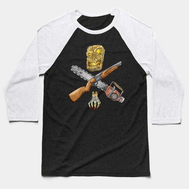 Evil Dead Crest Baseball T-Shirt by ScottBokma